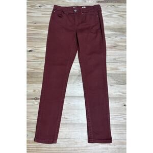 Seven 7 Womens Tummy Less High Rise Skinny Jeans Stretch Burgundy Size 6